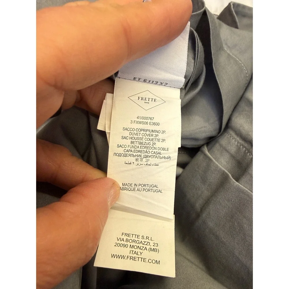 Frette King Duvet Cover & Euro Sham Set Grey Black White‎ Luxury Bedding NWOT